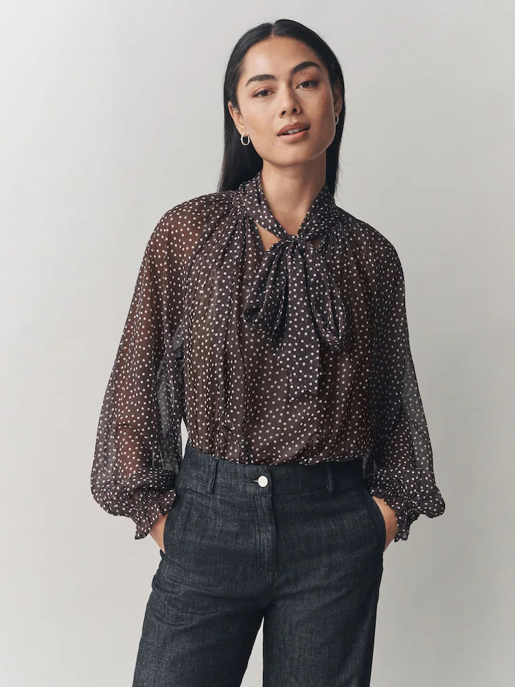 Laura Ashley Chiffon Scarf Bow Blouse | Next EU