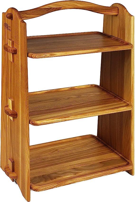 Wood Shelves, 3 Tier Storage Organizer, 100% Ash Wood, Holder Handcrafted for Bathroom Living Roo... | Amazon (US)