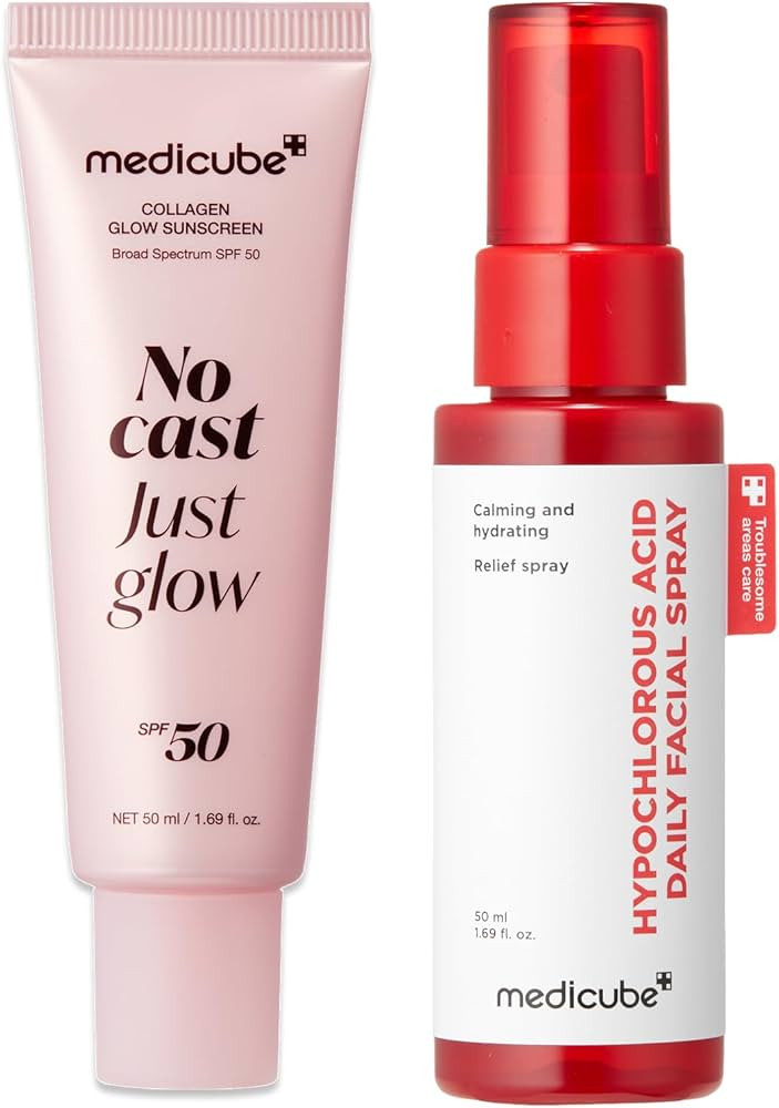 medicube Sun Care On-The-Go Duo: Collagen Glow Sunscreen and Mini Power Soothing Spray for Daily ... | Amazon (US)
