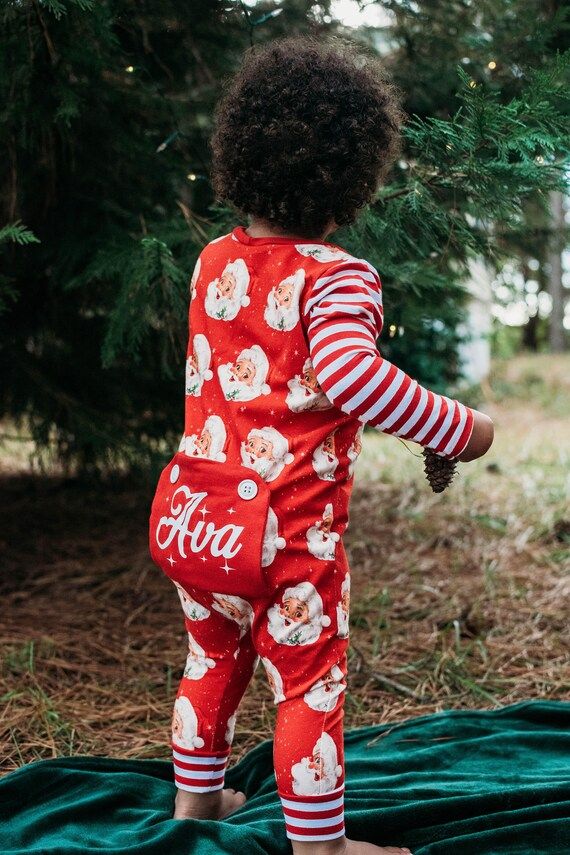 Christmas Pajamas, Romper, Christmas Long Johns, Bum Flap Pajamas, Toddler Pajamas, Baby Pajamas,... | Etsy (US)