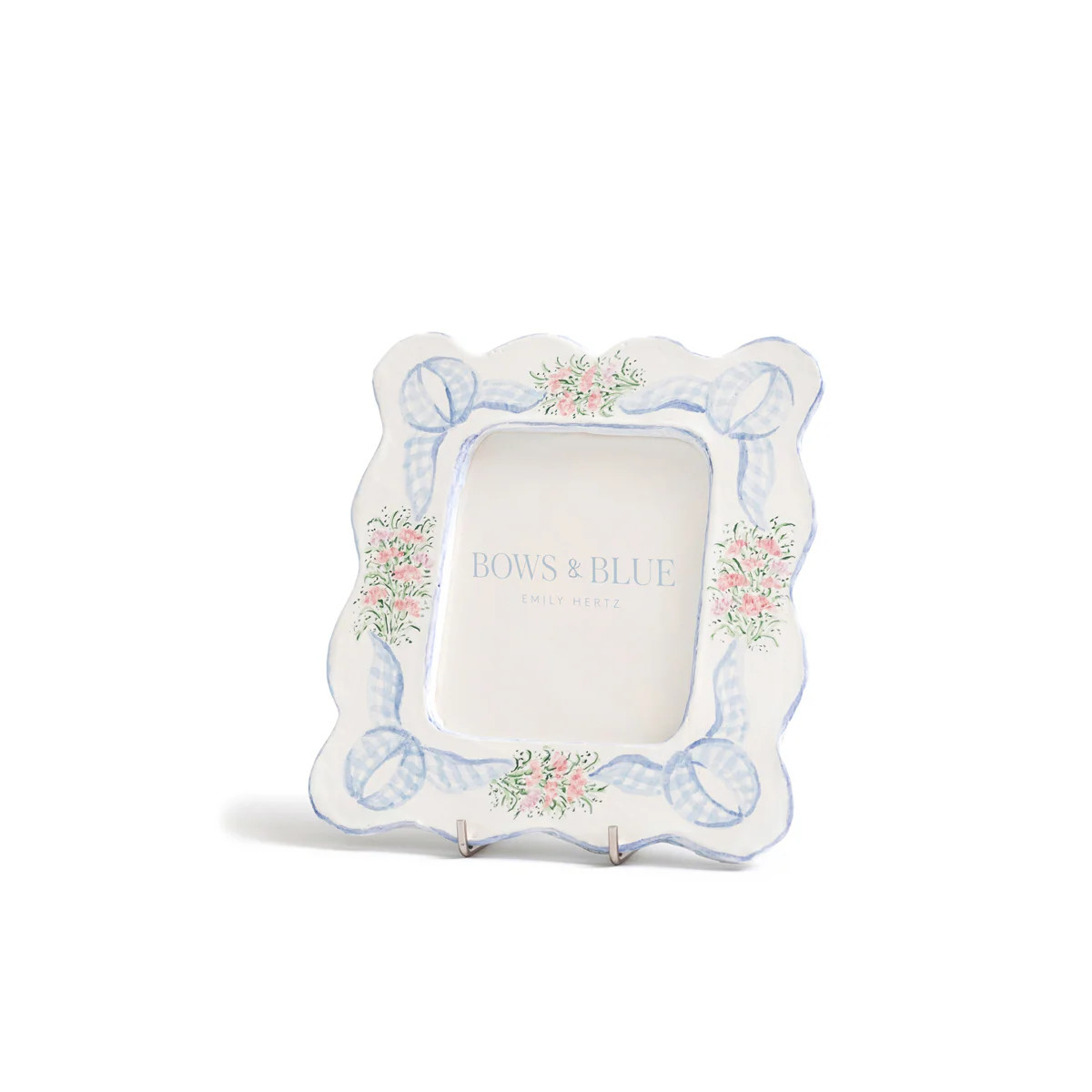 Scalloped Gingham Bouquet Picture Frame | Bows & Blue