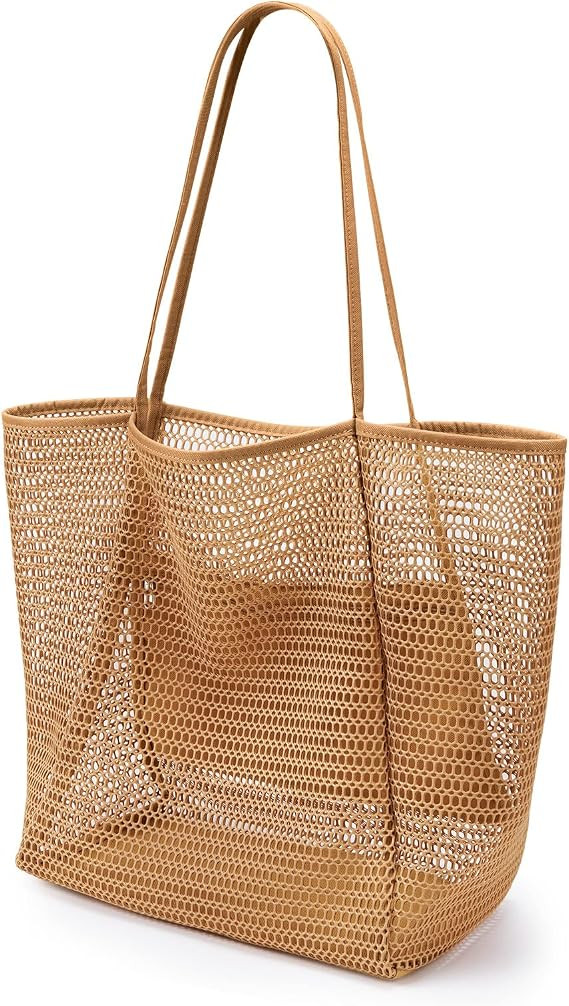 KALIDI BeachNylon Mesh Tote Bag, Casual Tote Bag Hobo Women Foldable MAX 23L Shoulder Bag For Bea... | Amazon (US)