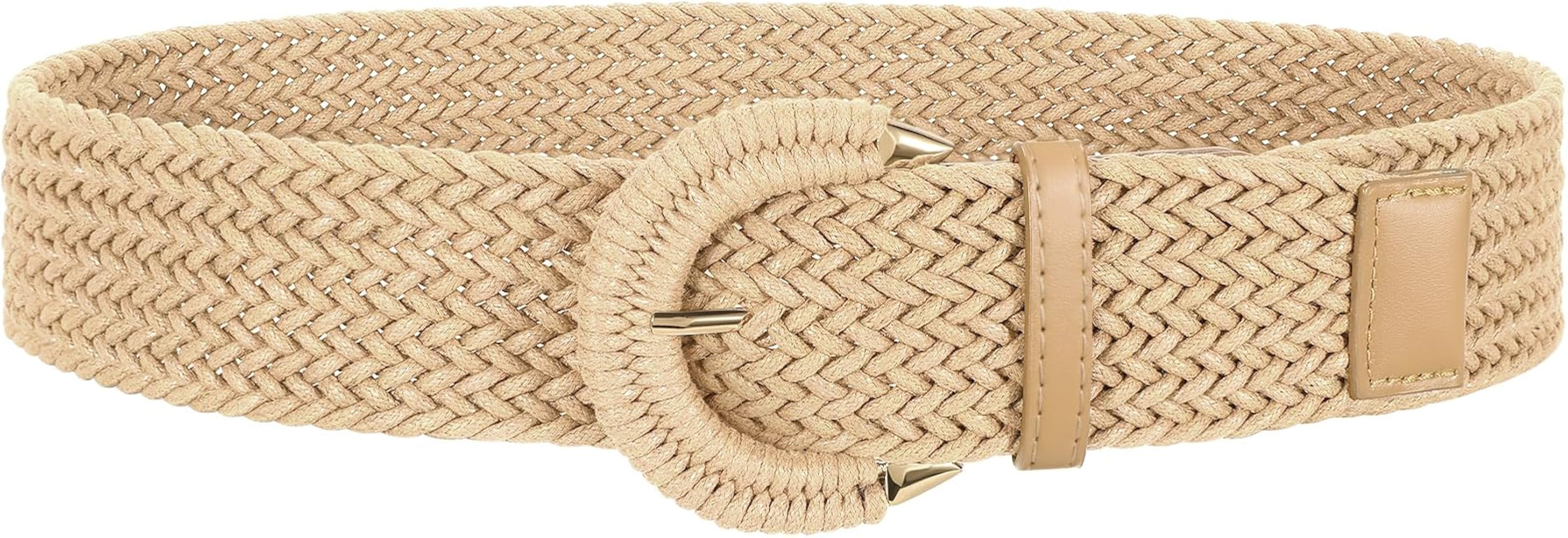 Women Wide Woven Belt for Dresses Fashion Rattan Braided Waist Belt Straw Raffia Boho Belt for Je... | Amazon (US)