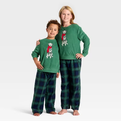 Kids' Dalmatian Microfleece Holiday Matching Family Sweatshirt - Wondershop™ Green | Target