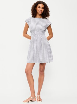 Smocked-Bodice Fit & Flare Mini Dress | Old Navy | Old Navy (US)