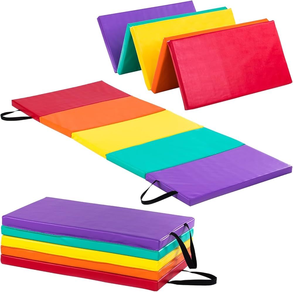 New Bounce Tumbling Mat for Kids - Gymnastics Mat - Folding Exercise Tumble Mat for Home Gyms | Amazon (US)