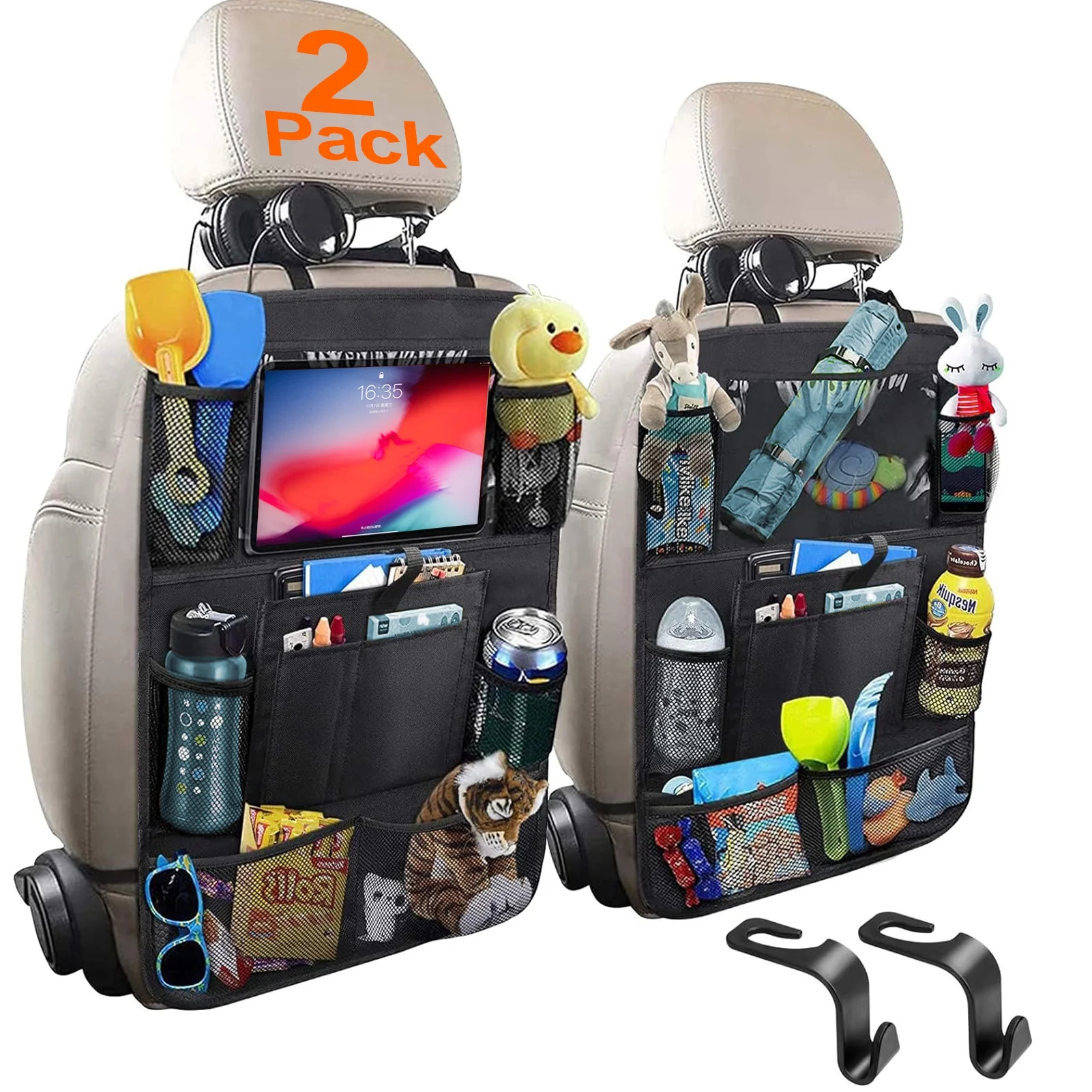 CYRICO Car Backseat Organizer 2 Pack, Kick Mats Car Storage with Tablet Holder for Kids, Back Sea... | Walmart (US)
