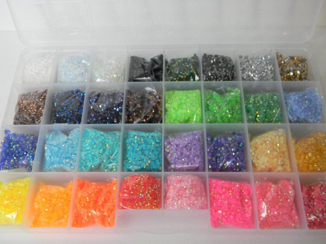 64,000 4MM Jelly Resin Rhinestones Assorted Colors Box  SS16 Starter Box Bling Collection Set Non... | Etsy (US)