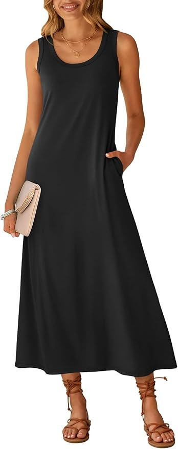 ANRABESS Maxi Dresses for Women,Scoop Neck Sleeveless Long Tank Dress,Summer Casual Sundress for ... | Amazon (US)