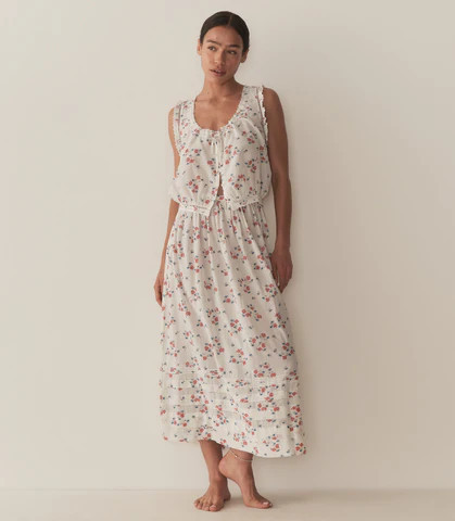 D�?EN Traveler Top -- Poppy Field - Size - L Button Up Feminine Victorian | DOEN