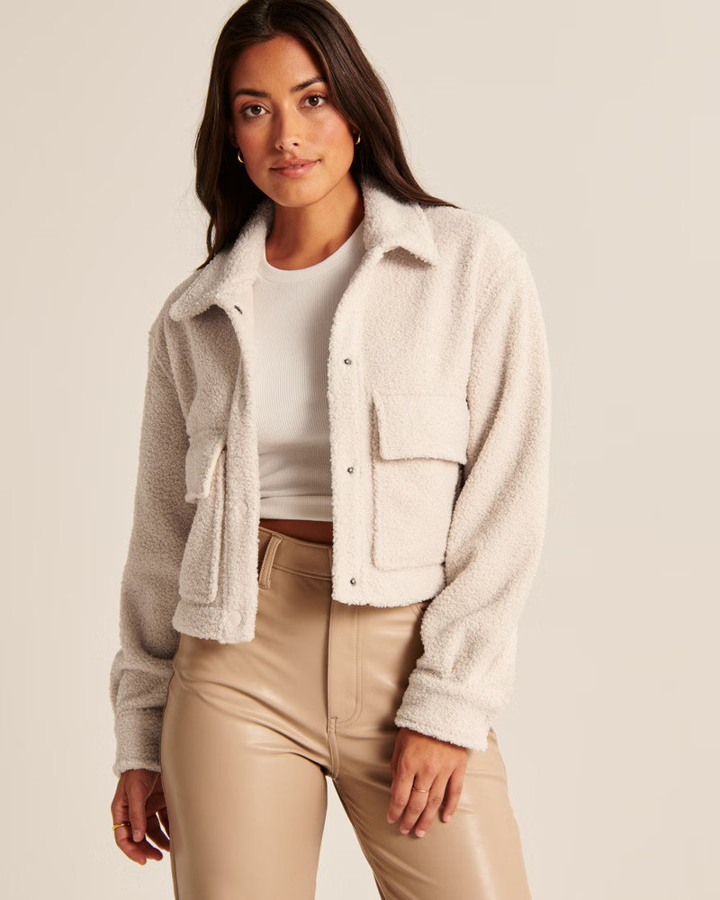 Cropped Sherpa Shirt Jacket | Abercrombie & Fitch (US)