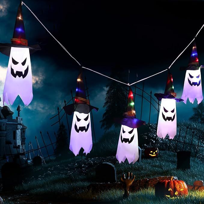 Halloween Lights, VIKASI 11.5ft Battery Operated 5 Ghost Led String Lights Halloween Decorations,... | Amazon (US)