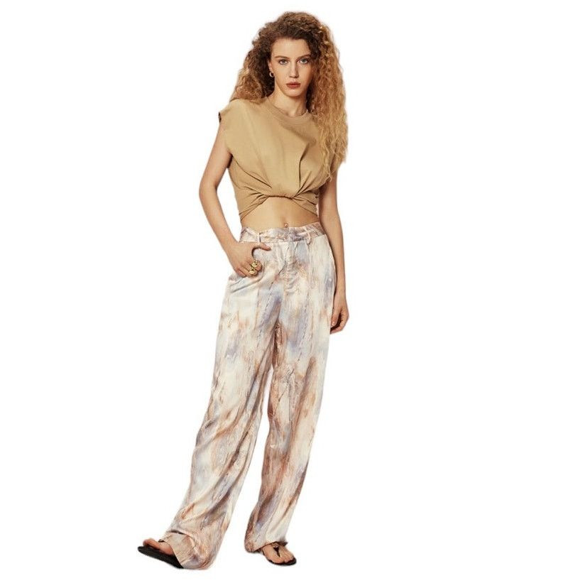 Marble Print High Waisted Full-Length Straight Leg Pants | Grailed