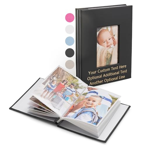 PROMOT Personalized 4x6 Photo Album - Holds 40 Photos - Stylish Black Hardcover Design with Easy Slip-In Pockets - Durable Memory Book for Storing and Displaying Family Photos, Keepsake Small Album | Amazon (US)