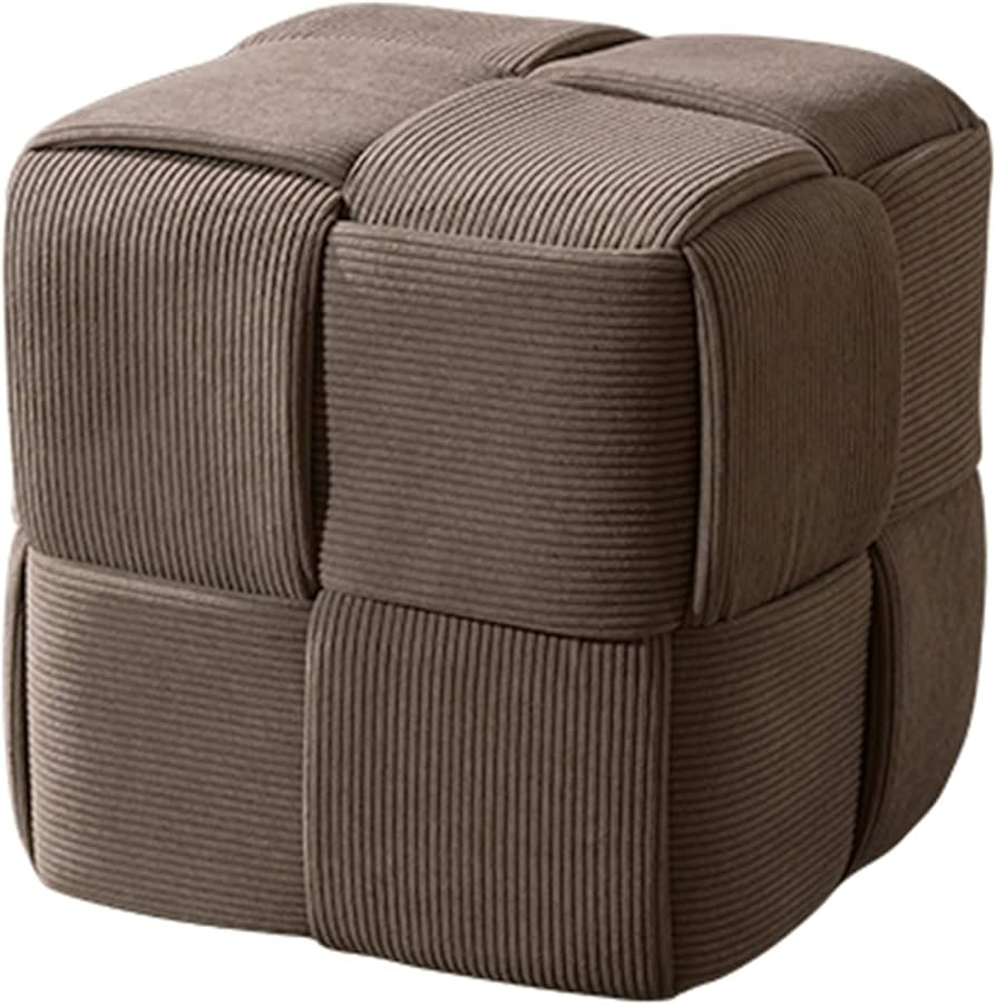 Handmade Woven Cube Pouf Ottoman,Velvet Upholstered Foot Stool,Modern Padded Square Footrest Stoo... | Amazon (US)