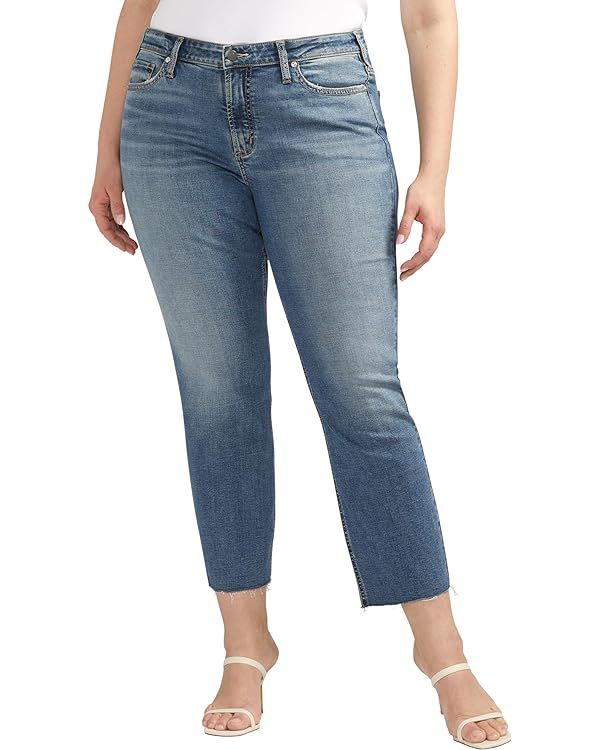 Silver Jeans Co. Women's Plus Size Most Wanted Mid Rise Straight Leg Jeans | Amazon (US)