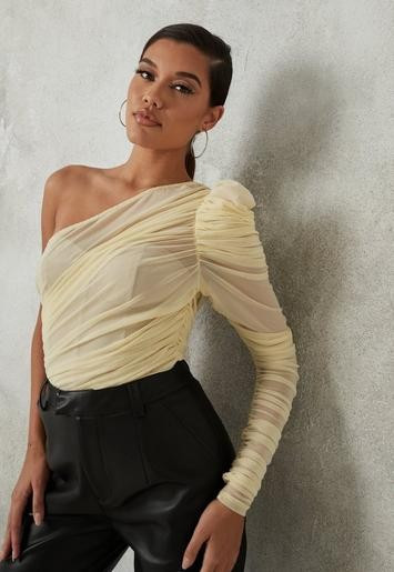 Missguided - Lemon Mesh Overlay Corset Top | Missguided (UK & IE)