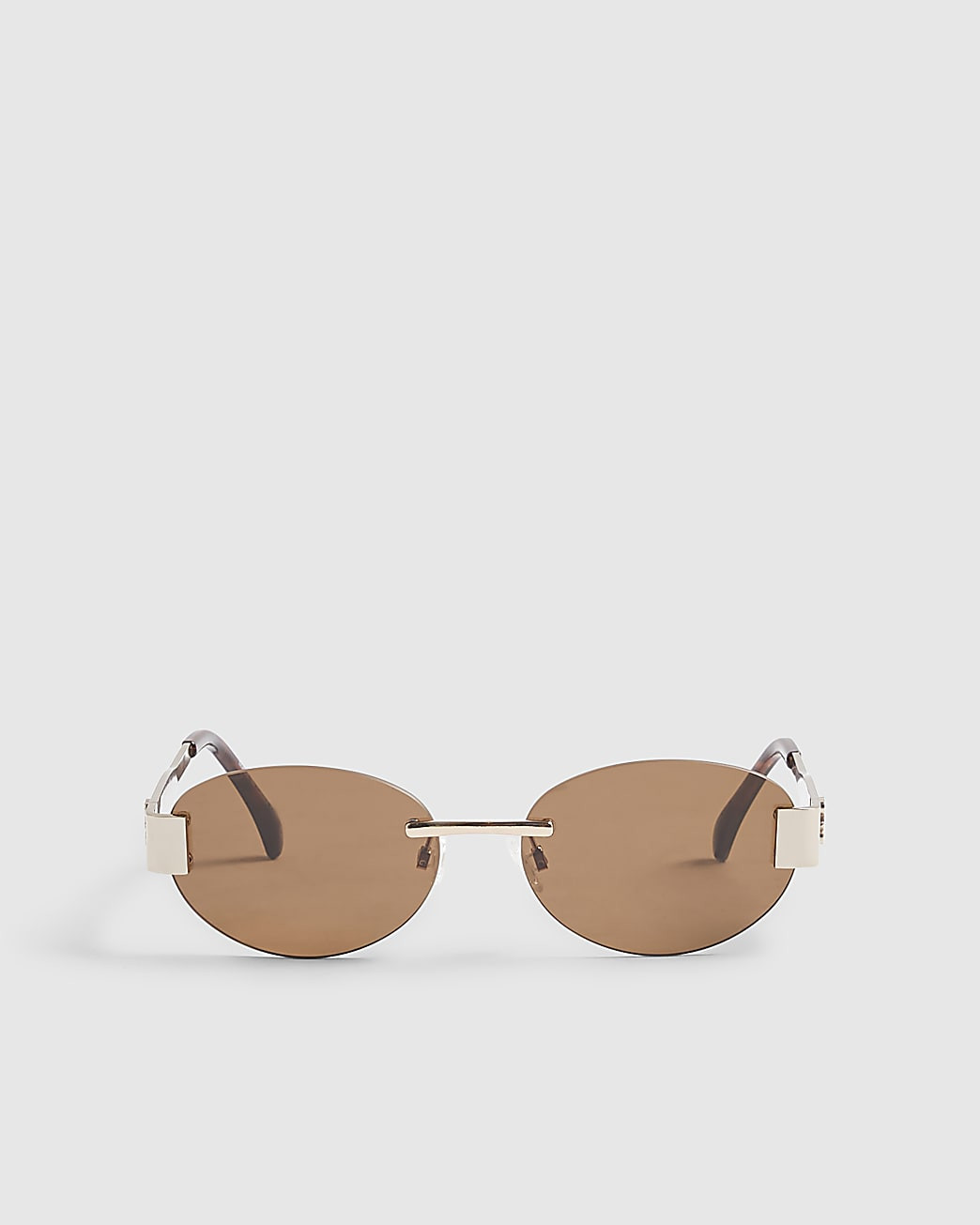 Brown Frameless Round Slim Sunglasses | River Island UK & IE