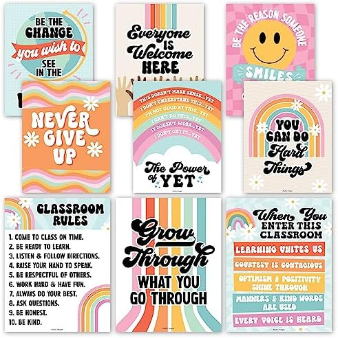 Hadley Designs Motivational Posters for Classroom Decor -9 Growth Mindset Classroom Posters Eleme... | Amazon (US)