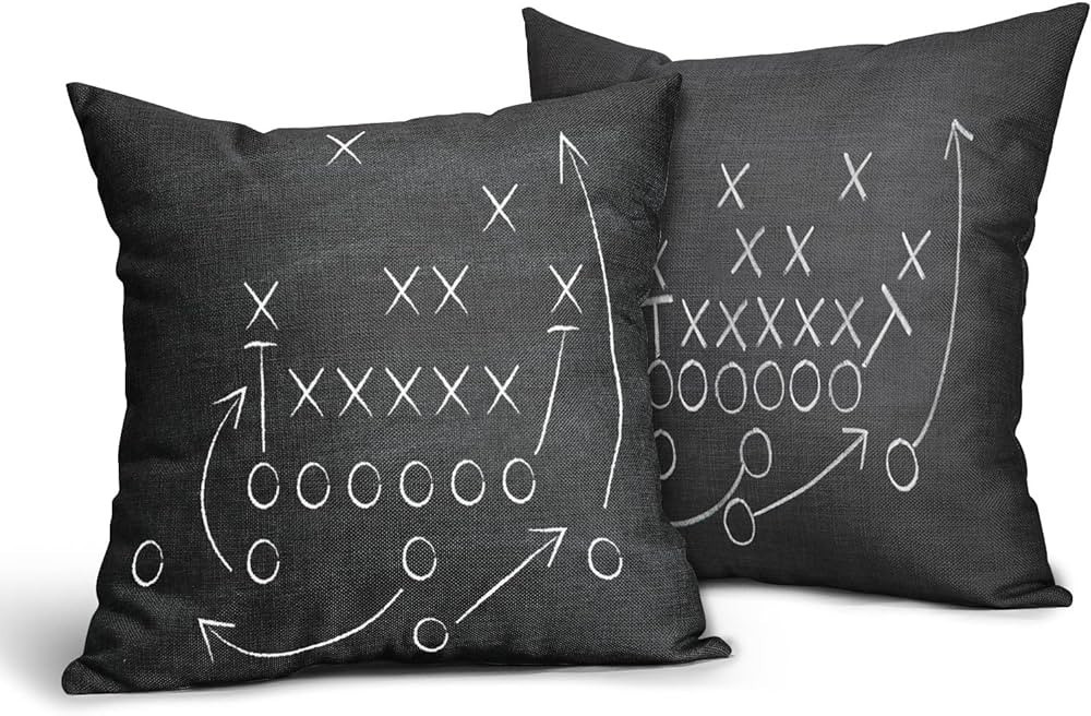 American Football Pillow Cover Set of 2 Tactics Chalk Blackboard Drawing Cotton Linen Polyester D... | Amazon (US)