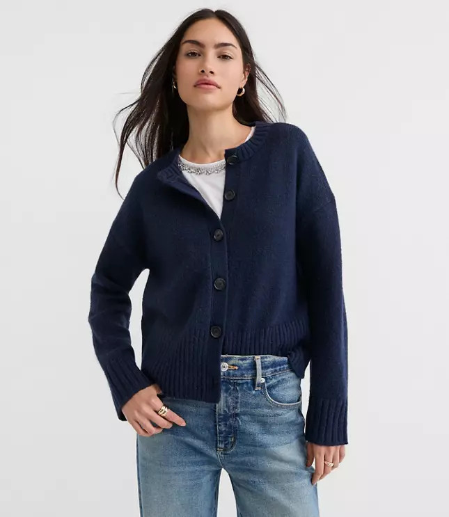 Ribbed Relaxed Cardigan | LOFT