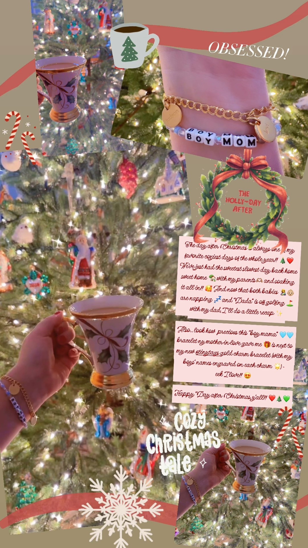 The day after Christmas is always one of my favorite coziest days of the whole year!! 🎄❤️ We’ve just had the sweetest slowest day back home sweet home 🏡 with my parents🫶🏽 and soaking it all in!! 🥰 And now that both babies 🤱👶🏼 are napping 💤 and “Dada” is off golfing ⛳️ with my dad, I’ll do a little recap ✨

Also… look how  precious this “boy mama” 🩵🩵 bracelet ny mother-in-love gave me 🎁 is next to my new @tinytags gold charm bracelet (with my boys’ names engraved on each charm 🌟) - eek I love!! 😍

Happy “Day after Christmas, y’all!! ❤️🎄💚

#LTKHoliday