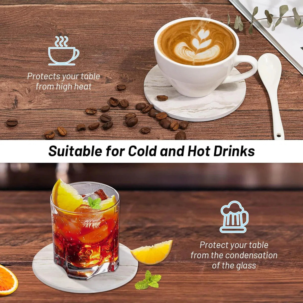 Marble Coaster Set With Holder Absorbent Drink Coasters Ceramic Cute Coaster Bar Dining Coffee Ta... | Wayfair North America