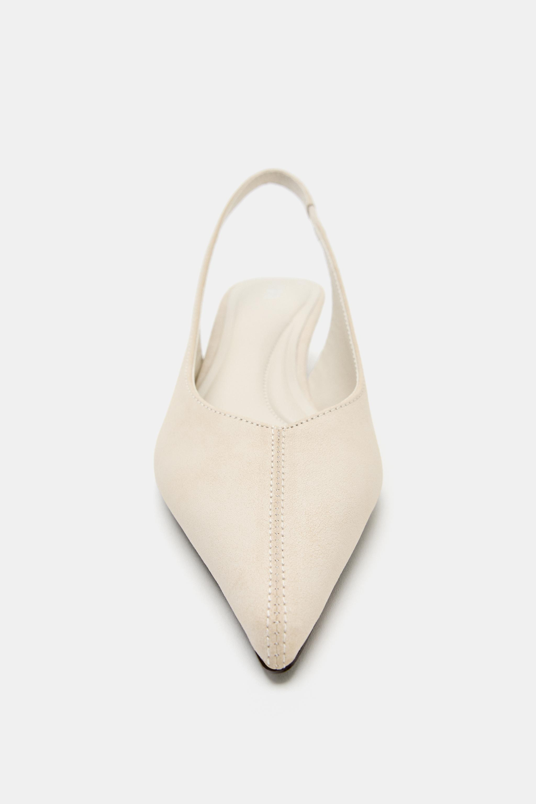 LEATHER SLINGBACK HEELS | Zara US
