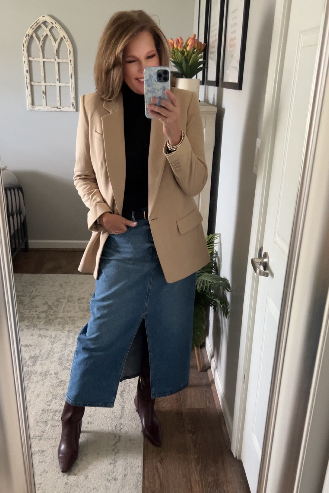 The long denim skirt by A.N.A from JCPenney is on sale for only $20 (use code BUYEARLY) comes in more colors. I styled it with a Time and Tru turtleneck sweater, camel blazer and tall boots.  Boots on sale also! 

Winter outfit, boots, blazer, Walmart fashion, thanksgiving outfit, workwear, skirts, sale, Black Friday, cyber Monday 

#LTKSaleAlert #LTKShoeCrush #LTKFindsUnder50