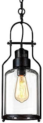 SUSUO Lighting 6" Wide Vintage Industrial Glass Pendant Ceiling Hanging Light with Cylinder Glass... | Amazon (US)