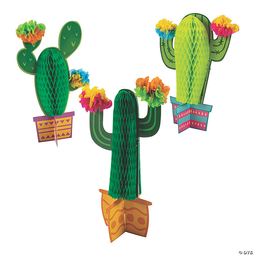 Fiesta Flower Cactus Honeycomb Table Decorations - 3 Pc. | Oriental Trading Company
