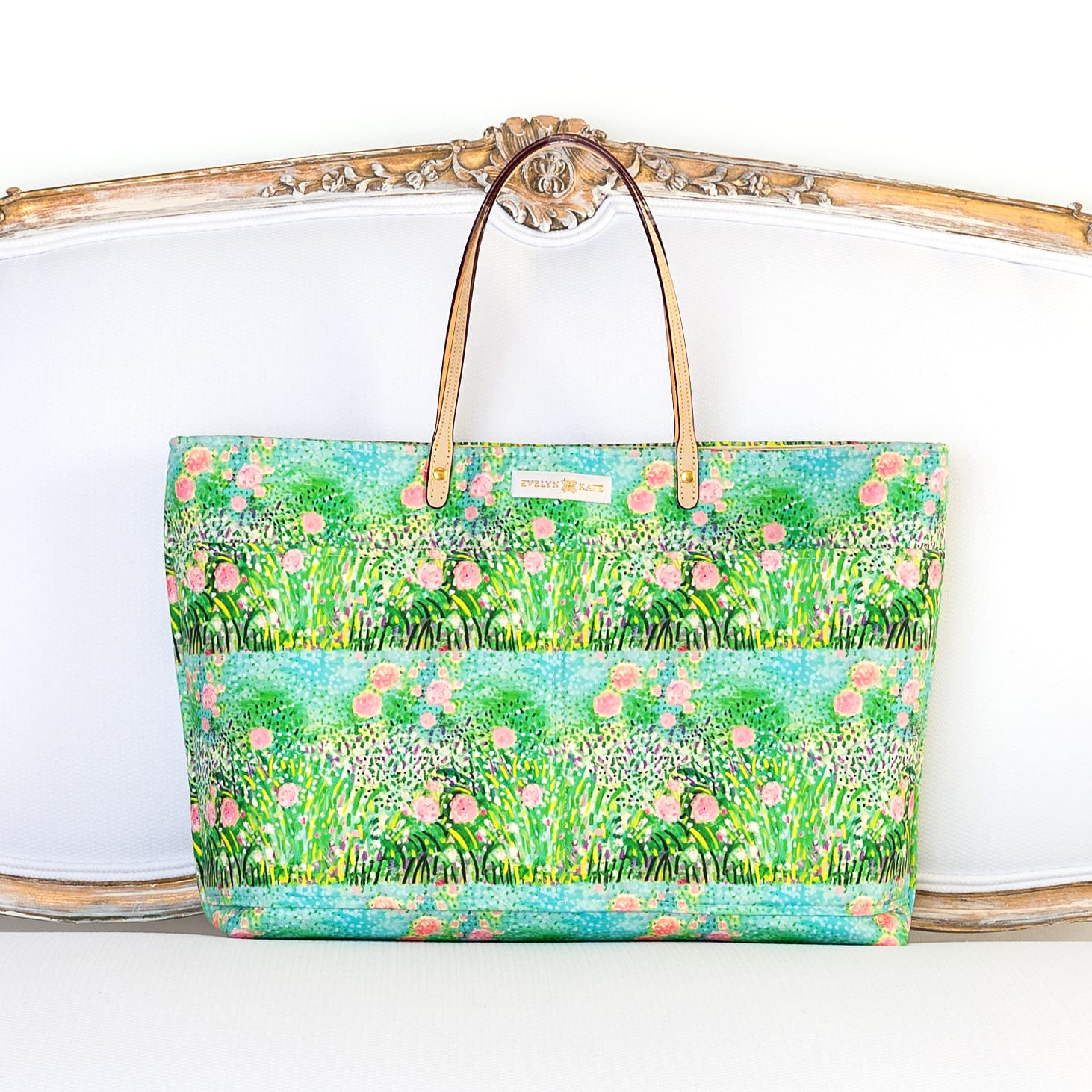 Pink Roses on Green Original Tote | EVELYN & KATE (US)