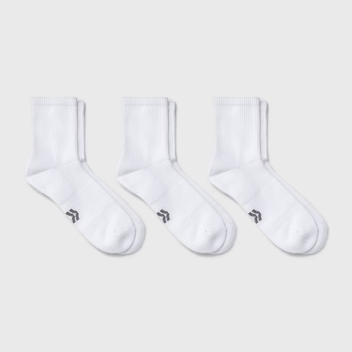 Men's 3pk Quarter Crew Socks - All In Motion™ White 6-12: Cushioned Heel, Flat Seams, Midweight... | Target