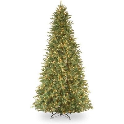 National Tree Company Feel Real 9 Foot Artificial Hinged Slim Bodied Prelit Tiffany Fir Christmas... | Target