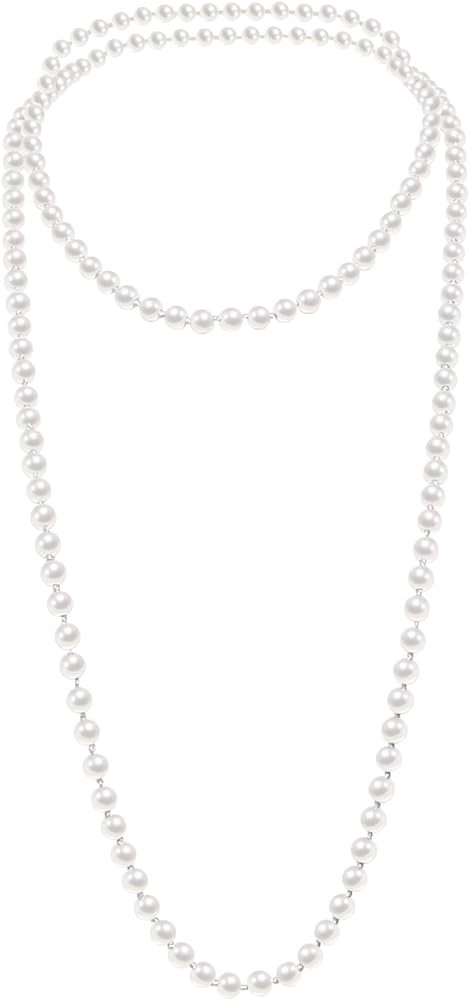 Fashion Faux Pearls Pendants 1920s Beads Cluster Long Pearl Necklace for Costume Party Jewelry 55... | Amazon (US)