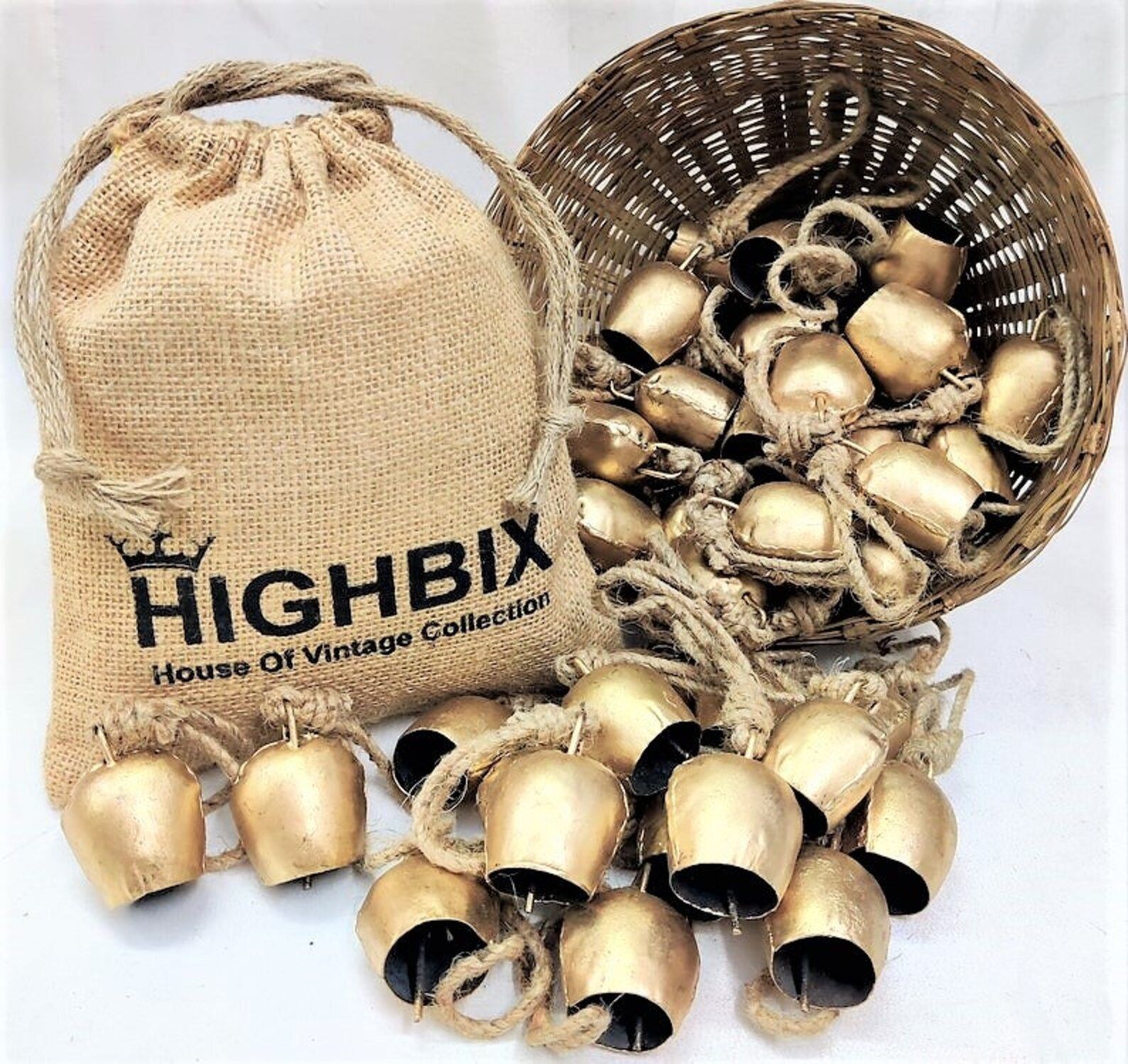 HIGHBIX 5cm Round Handmade Vintage Metal Rustic Lucky Tin Cow Bells Festive Décor Bells With Jut... | Etsy (US)