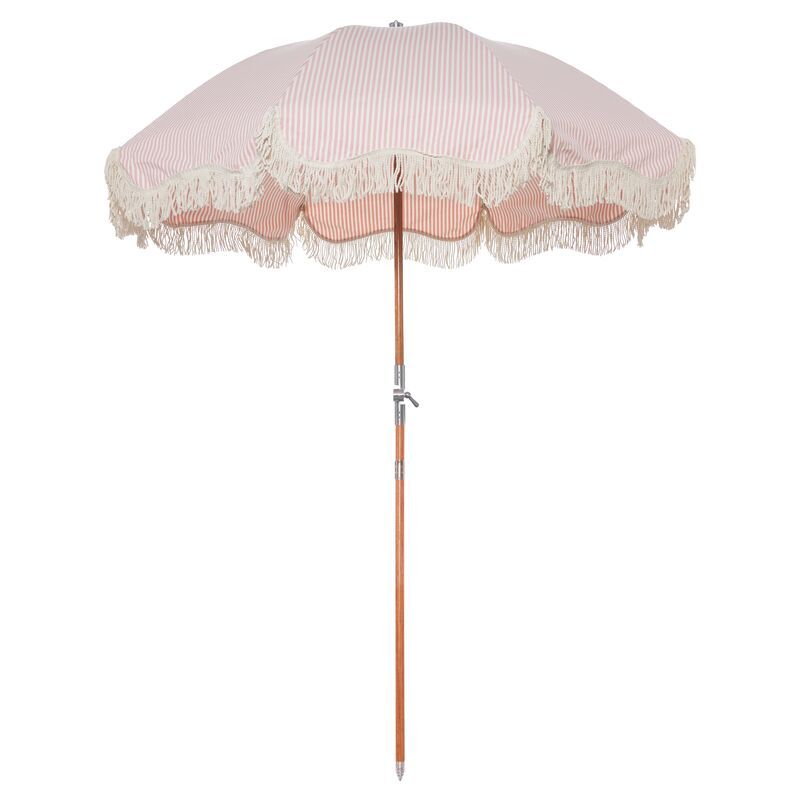 Premium Beach Umbrella, Pink/White Stripe | One Kings Lane