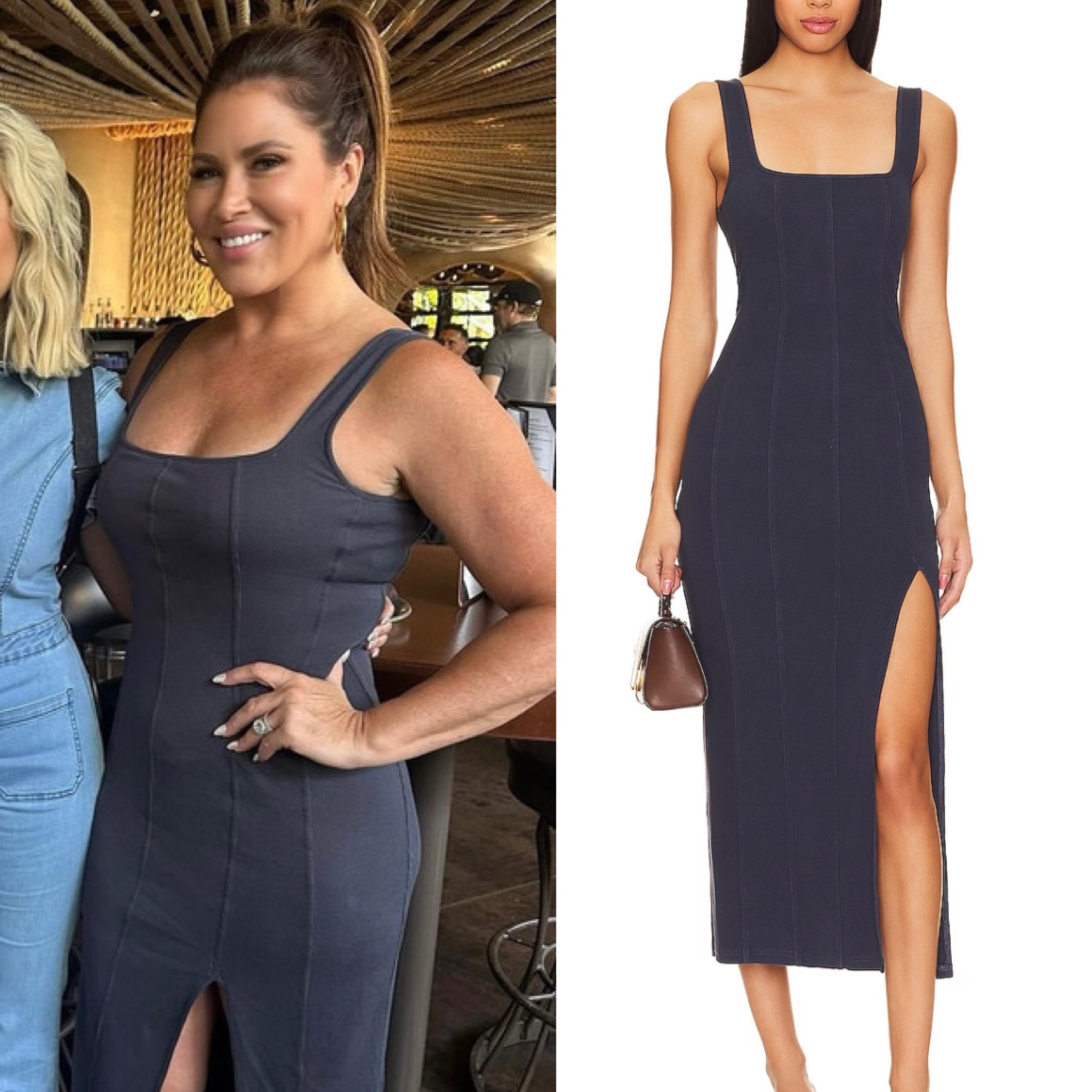 Emily Simpson’s Navy Midi Tank Dress 📸= @ginakirschenheiter 