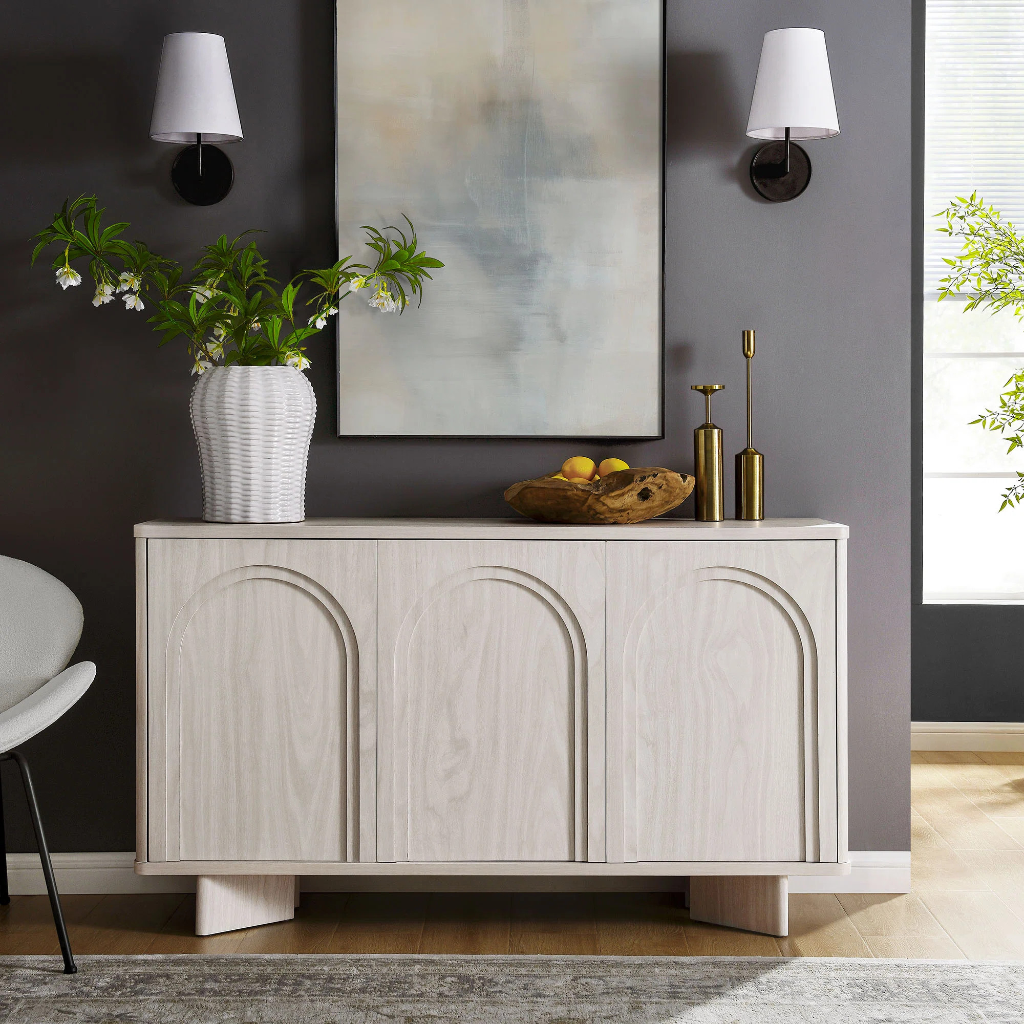 Modway Flux Arched 3-Door Sideboard In White Wash | Wayfair | Wayfair North America