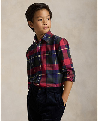Polo Ralph Lauren Boys' 8-20 Plaid Cotton Oxford Shirt - Macy's | Macy's