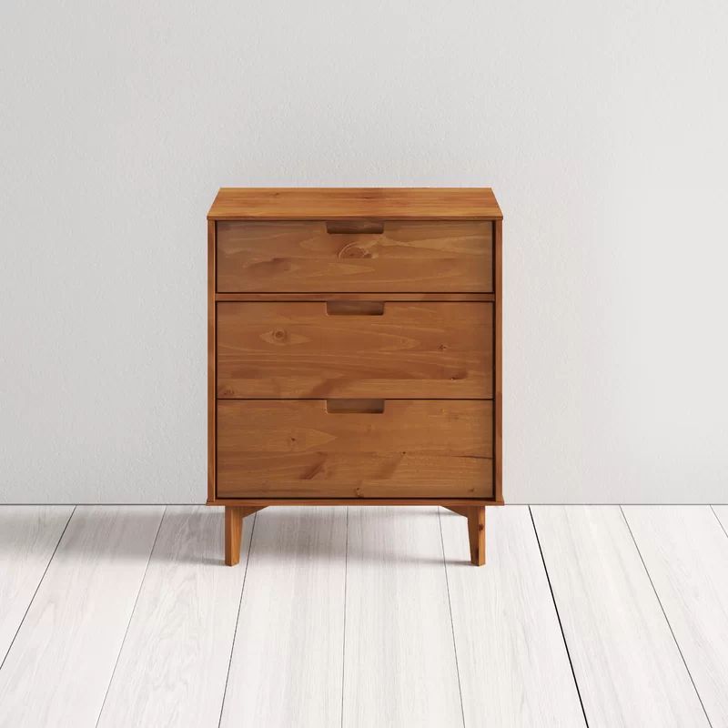 Dorinda Groove Handle Wood 3 Drawer Chest | Wayfair North America