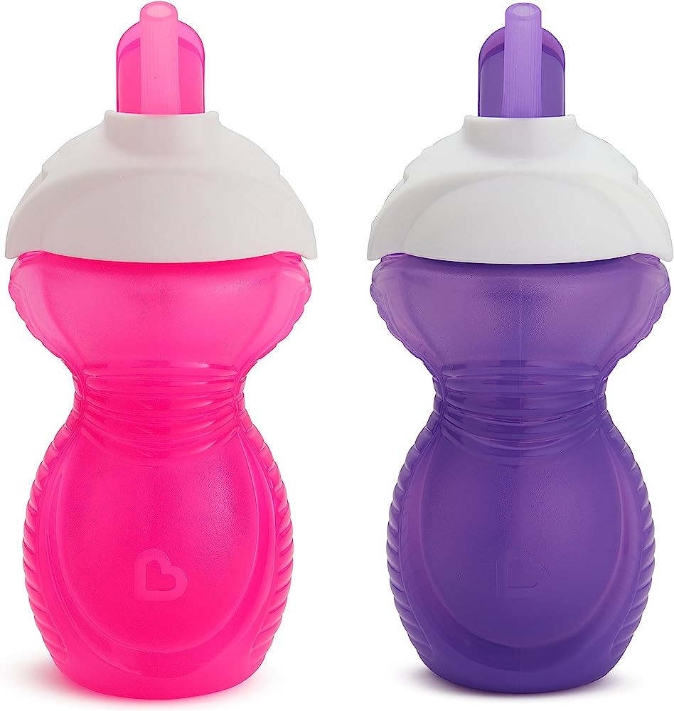 Munchkin® Click Lock™ Flip Straw Toddler Cup, 9 Ounce, 2 Pack, Pink/Purple | Amazon (US)