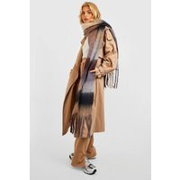 Womens Chunky Black Check Tassel Scarf - One Size, Black | Boohoo.com (UK & IE)