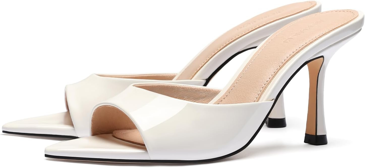 VICKI·VICKI Mules Heels for Women Pointed Peep Toe High Heels Slip On Backless Mule Sandals Dres... | Amazon (US)