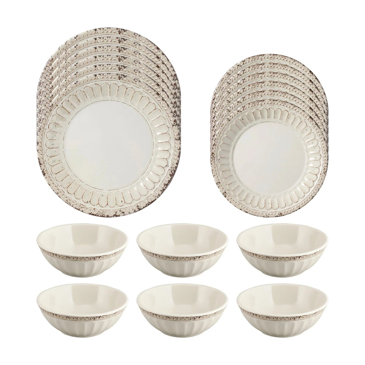 Chateau 18 Piece Melamine Dinnerware Set Plate and Bowl Set - Service for 6 | Wayfair North America
