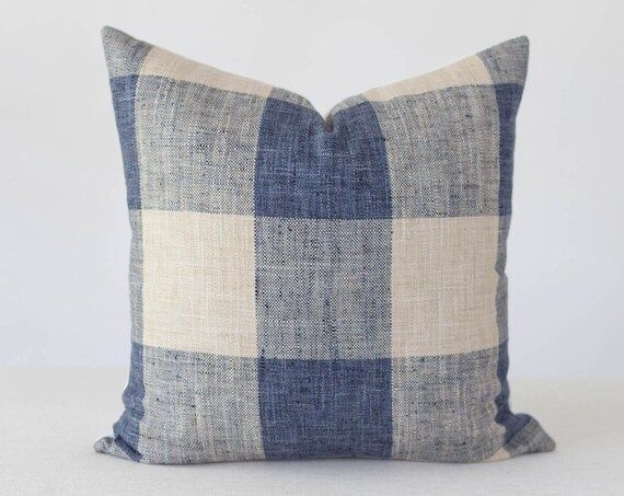 Gingham Blue Pillow Cover, Blue Pillow, Blue Pillow Covers, Throw Pillow, Decorative Pillow, Pill... | Etsy (US)