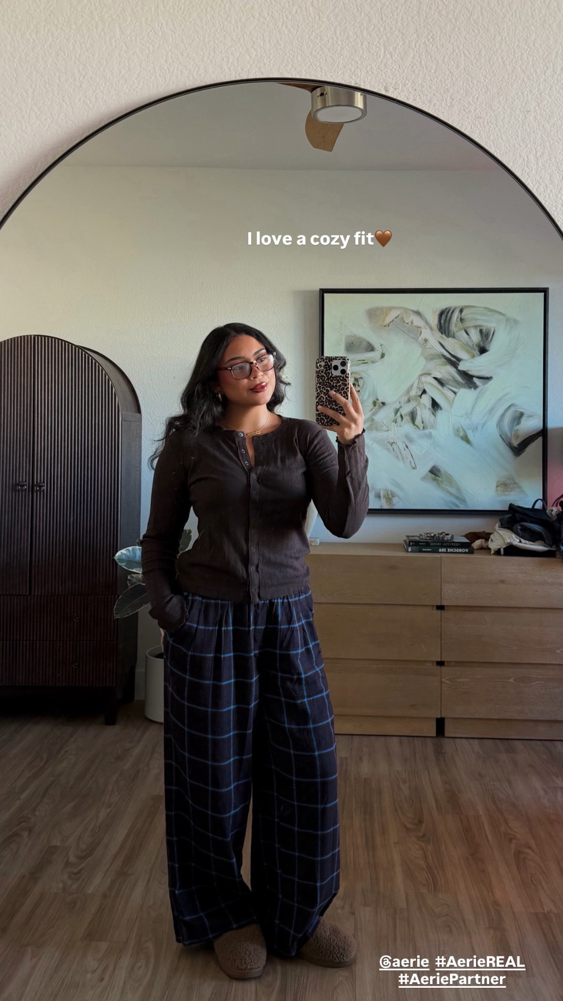 Aerie cozy fit🤎 wearing a L in the top & M in bottoms, SO comfy @aerie #AerieREAL #AeriePartner 