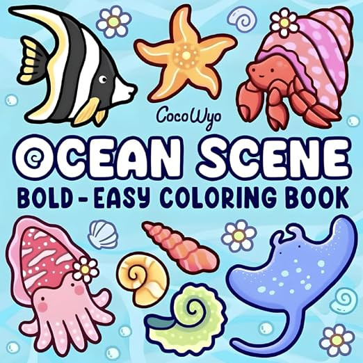 OCEAN SCENE BOLD - EASY COLORING BOOK | Amazon (UK)