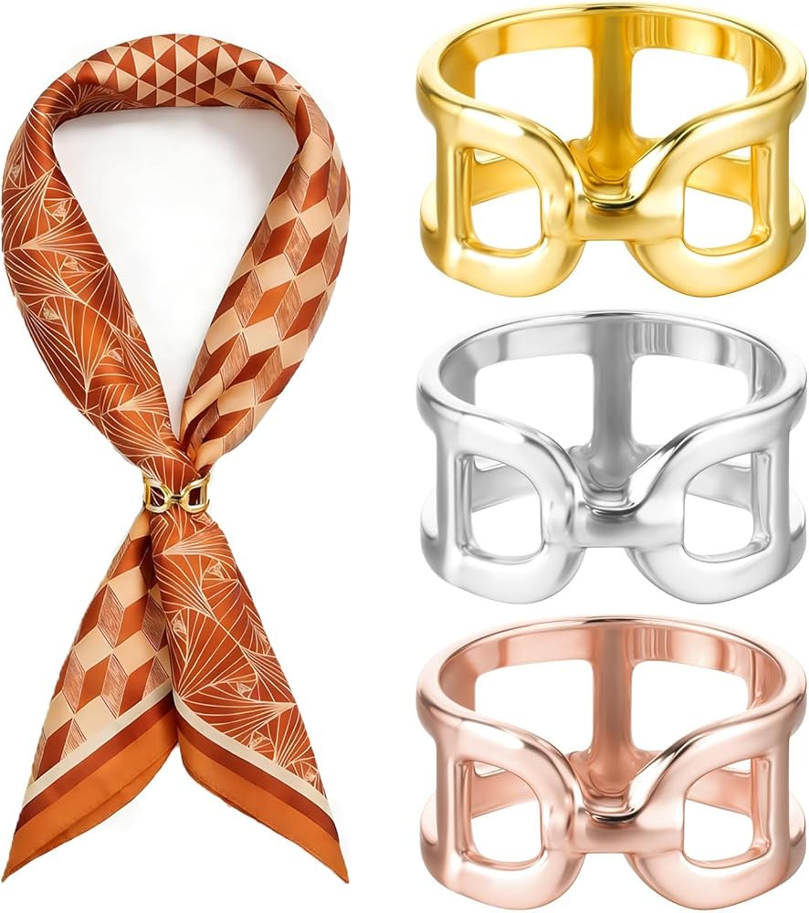 Scarf Ring for Women Silk Scarves Clips Minimalist Metal Scarfs Slide Buckle Shawl Clasp Holder S... | Amazon (UK)
