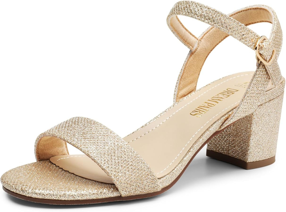 DREAM PAIRS Women's Low Heels Block Open Toe Ankle Strap Classic Short Chunky Sandals with Buckle... | Amazon (US)